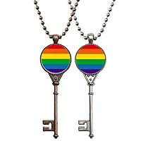 Rainbow Gay Lesbian Bisexuals LGBT Key Necklace Pendant Jewelry Couple Decoration