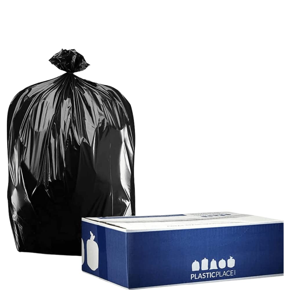 Plasticplace 95-96 gallon Garbage Can Liners │1.5 Mil │ Black Heavy Duty Trash Bags │ 61” X 68” (25Count)