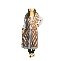 Indian 100% Rayon Fabric Long Dress Maxi Gown Casual Tunic Dress for Girl's Kurtis Plus Size Gray Color