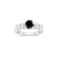 1.44-1.83 Cts Black & White Diamond Engagement Ring in 14K White Gold