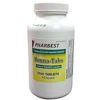 Senna 8.6 Mg Natural Vegetable Laxative 1000 Count Tablets