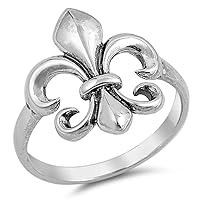 Fleur De Lis Cute Ring New .925 Sterling Silver Band Sizes 4-10