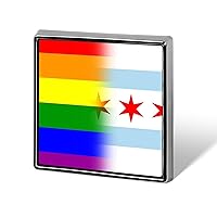 LGBT Pride Chicago Flag Lapel Pin Square Metal Brooch Badge Jewelry Pins Decoration Gift
