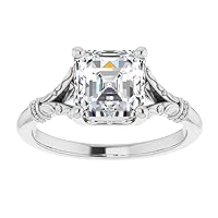 1.5 CT Asscher Cut Split Shank Engagement Rings vintage Wedding Ring for Her Promise Gifts for Her