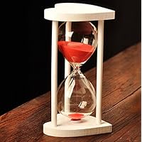 Heart-Shaped White Wood Frame Orange Sand Hourglass Timer Creative 30 Minutes