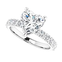 Exquisite Asymmteric Engagement Ring, Heart Cut 2.00CT, Colorless Moissanite Ring, 925 Sterling Silver Ring, Daily Wear Ring, Wedding Ring, Perfact for Gift Or As You Want