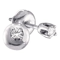 The Diamond Deal 14kt White Gold Girls Infant Round Diamond Solitaire Stud Earrings 1/10 Cttw