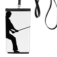 Shaolin Stick Chinese Kung Fu Martial Art Phone Wallet Purse Hanging Mobile Pouch Black Pocket