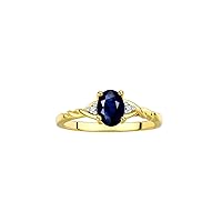 Rylos Yellow Gold Plated Silver Classic Birthstone Ring - 7X5MM Oval Gemstone & Diamonds - Women's Jewelry, Sizes 5-10