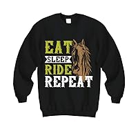 Horse Sweatshirt - eat Sleep Ride Repeat - Black