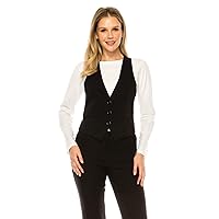 Black Sleeveless V-Neck Suit Vest: Women's Stretchable Suit Vest with Racer back Casual Uniform Costume Formal Office wear