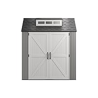 Rubbermaid Resin Weather Resistant Outdoor Storage Shed, 7 x 7 ft., Simple Gray/Onyx, for Garden/Backyard/Home/Pool
