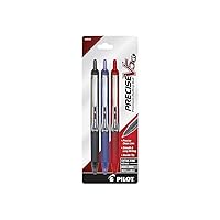 PILOT Precise V5 RT Refillable & Retractable Liquid Ink Rolling Ball Pens, Extra Fine Point (0.5mm) Black/Blue/Red Inks, 3-Pack (26053)
