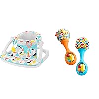 Fisher-Price Baby Portable Chair Sit-Me-Up Floor Seat with Developmental Toys & Machi & Baby Newborn Toys Rattle 'n Rock Maracas, Set of 2 Soft Musical Instruments for Babies 3+ Months
