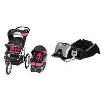 Baby Trend Expedition Jogger Travel System, Bubble Gum + Baby Trend EZ Flec Loc 32 Infant Car Seat Base, Black