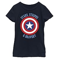 Marvel Avengers Classic Stars Stripes & Bravery Girl's Solid Crew Tee
