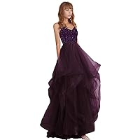 Spaghetti Strap Sparkly Prom Dresses Long Ball Gown Sequin Tulle Formal Evening Party Gowns for Women
