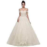 A-Line/Princess Sparkles Off The Shoulder Women Bridal Gowns Wedding Dresses with Appliques 2023 HF030