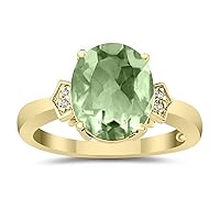 Genuine Gemstone and Diamond Spark Ring in 10k Yellow Gold