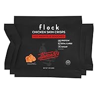 Flock Keto Chicken Skin Chips | Hattie B's Nashville Hot Flavor | Low Carb, High Protein, Sugar Free, Gluten Free Fried Chicken Skins - Chicken Chips for People I (1oz) 8-Pack Crispy Chicken Flock Chips