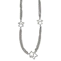 Stainless Steel Polished Star Necklace 30 Inch Jewelry Gifts for Women