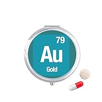 Au Gold Chemical Element Science Pill Case Pocket Medicine Storage Box Container Dispenser