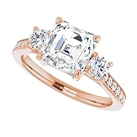 925 Silver, 10K/14K/18K Solid Gold Moissanite Engagement Ring,1.0 CT Asscher Cut Handmade Solitaire Ring, Diamond Wedding Ring for Women/Her, Anniversary Proposes Gift, VVS1 Colorless