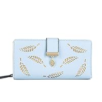 Women Leaf Bifold Wallet Leather Card Holder Purse Zipper Buckle Elegant Clutch Wallet Handbag