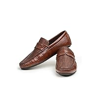 Giorgio Vanti Men's Leather Loafers (Large, Brown, Numeric_10_Point_5) 10.5 Narrow