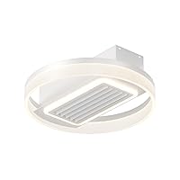 Modern Ceiling Fan With Light Flush Mount Reversible 6 Speeds Vaneless Fan Dining Room Lighting Furniture White No. 1 One size
