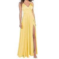 Lindo Noiva Long Bridesmaid Dresses for Women Formal Satin Spghetti Strap Prom Evening Gowns LNL054