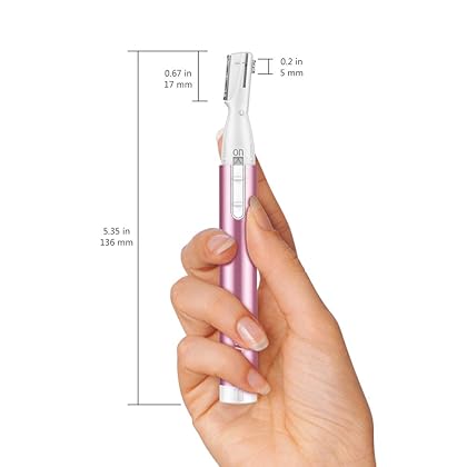 Upgraded Eyebrow Trimmer, Funstant Precision Electric Eyebrow Razor for Women Battery-Operated Facial Hair Remover with Comb No Pulling Sensation Painless for Face Chin Neck, Upper-Lip, Peach-Fuzz