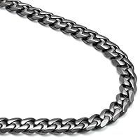True Gunmetal Grey Titanium 7MM Curb Link Necklace Chain
