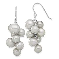 925 Sterling Silver Rhodium Plated 6 10mm Grey Freshwater Cultured Pearl DReligious Guardian Angel Earrings Measures 43.7x15.3mm Wide Jewelry Gifts for Women