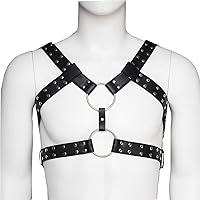 OnundOn Men's Leather Body Chest Harness With Puppy Mask Pup Play Gear for Cosplay for Games