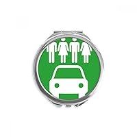 Four People Energy Vehicles Protect Environment Hand Compact Mirror Round Portable Pocket Glass