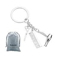 Hairdresser Hair Dryer,Scissor,Comb Charm Pendant Keychain Keyring,Perfect for Salon Owner,or Hair Stylist Gift Jewelry Graduation Gift