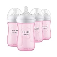Philips AVENT Natural Baby Bottle with Natural Response Nipple, Pink, 9oz, 4pk, SCY903/14
