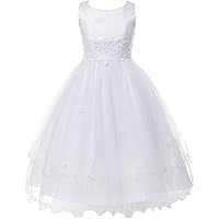 BluNight Embroidery Lace Trim Tulle Bead Holy First Communion Flower Girl Dress