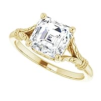 Moissanite Engagement Ring, Women's Size 9, 925 Sterling Silver, 2 Carat