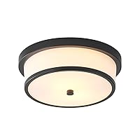 12 inch Flush Mount Ceiling Light, 2-Light Close to Ceiling Light Fixtures with Black Finish for Bathroom Bedroom Kitchen Hallway (Black)