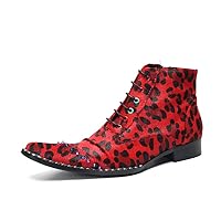 Mens Cowboy Boots Casual Dress Party Suede Leather Chelsea Boots Fashion Handmade Red Dress Beaded Oxfords Boots for Men