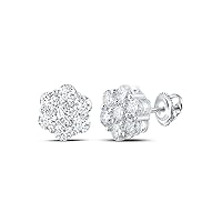 14K White Gold Diamond Flower Cluster Earrings 2 Ctw.