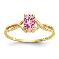 14ct Yellow Gold Polished Pink Tourmaline Ring Size L 1/2 Jewelry for Women