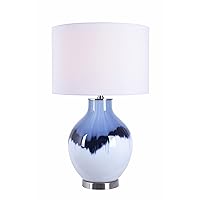 Kenroy Home 35315BLU Eleanor Table Lamps, Medium, White and Blue Art Glass