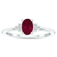 Women's Ruby and Diamond Half Moon Ring in 10K White Gold