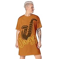 T-Shirt Dress, Kr8vsosllc, Jazz, Saxophone, if Music is The Food of Life, let it Play.