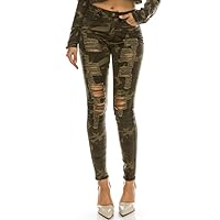 Twiin Sisters Women's High Rise Stretch Destroyed Ripped Color Skinny Pants Jeans Multi Styles