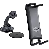ARKON Replacement Upgrade or Additional Windshield Dashboard Sticky Suction Mount for Dual T Holders - Black & Phone and Midsize Tablet Holder for iPhone X 8 7 6S Plus iPad Mini Black