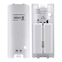 NIFERY Wii Remote Batteries Rechargeable, 2 Pack 2800mAh Rechargeable Batteries for Wii/Wii U Remote Controller (White)